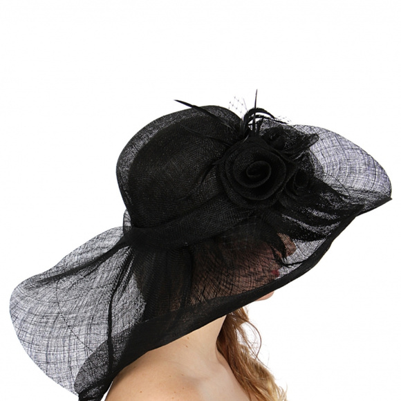 Sinamay double rose netted dress hat